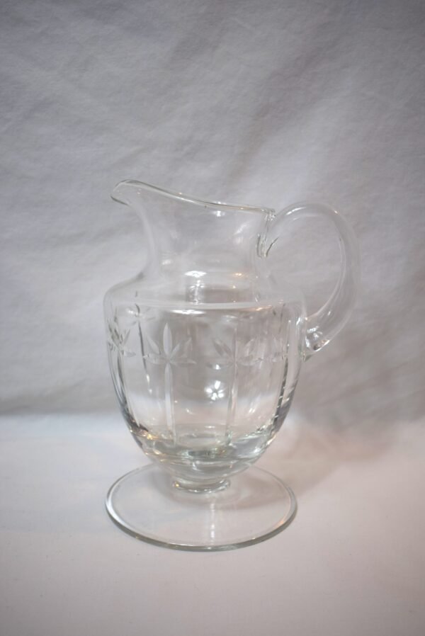 Vintage Block Crystal Footed Cut Glass Star Burst Pitcher - Image 3