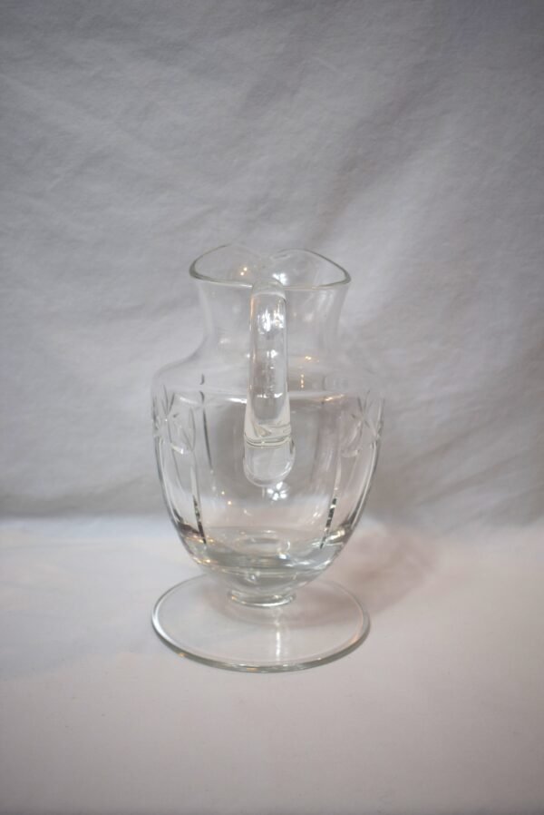 Vintage Block Crystal Footed Cut Glass Star Burst Pitcher - Image 4