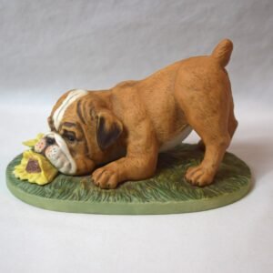 1985 Home Interiors Homco Bulldog with Sunflowers Figure