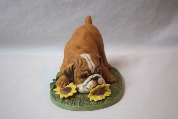 1985 Home Interiors Homco Bulldog with Sunflowers Figure - Image 4