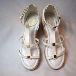 New Franco Sarto Pana Espadrille Wedge Sandals White Size 8.5M No Tags No Box