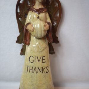 Large 16 Inch Porcelain Give Thanks Angel Figurine