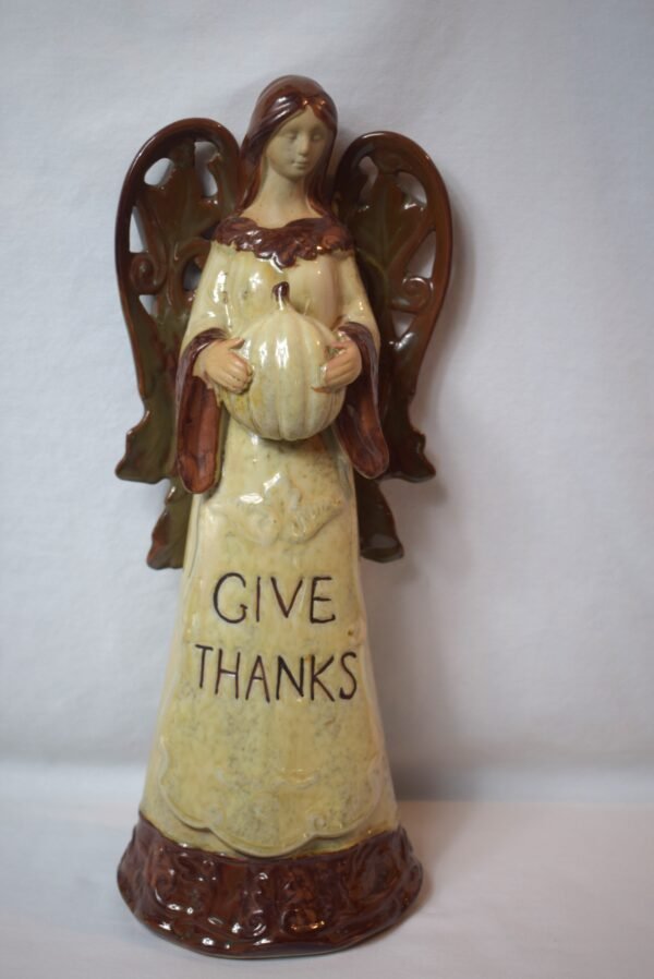 Large 16 Inch Porcelain Give Thanks Angel Figurine