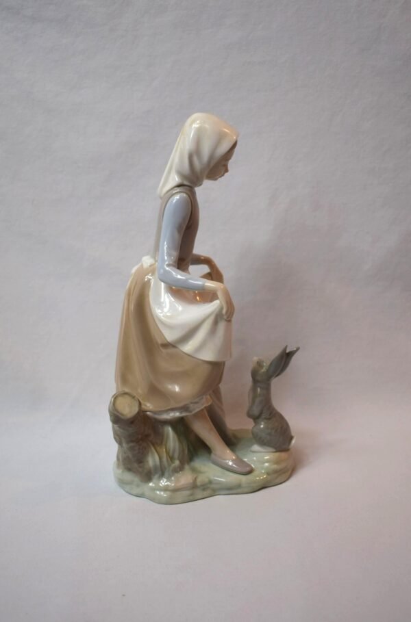 Vintage Lladro Rabbit's Food Girl Feeding Rabbit Retired #4826 Spain No Box - Image 2
