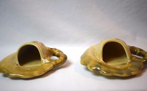 Pair Vintage Hull Pottery Woodland Wall Pocket Vases - Image 3
