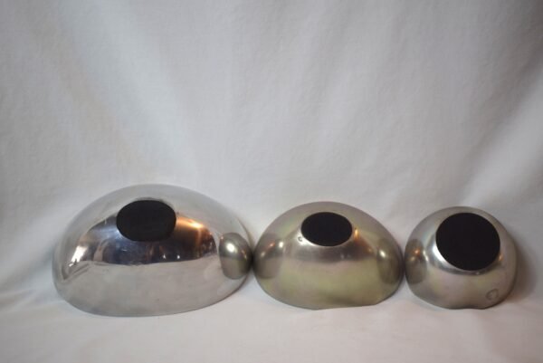 Set of 3 Vintage Metal and Red Enamel Bowls Set of 3 - Image 5