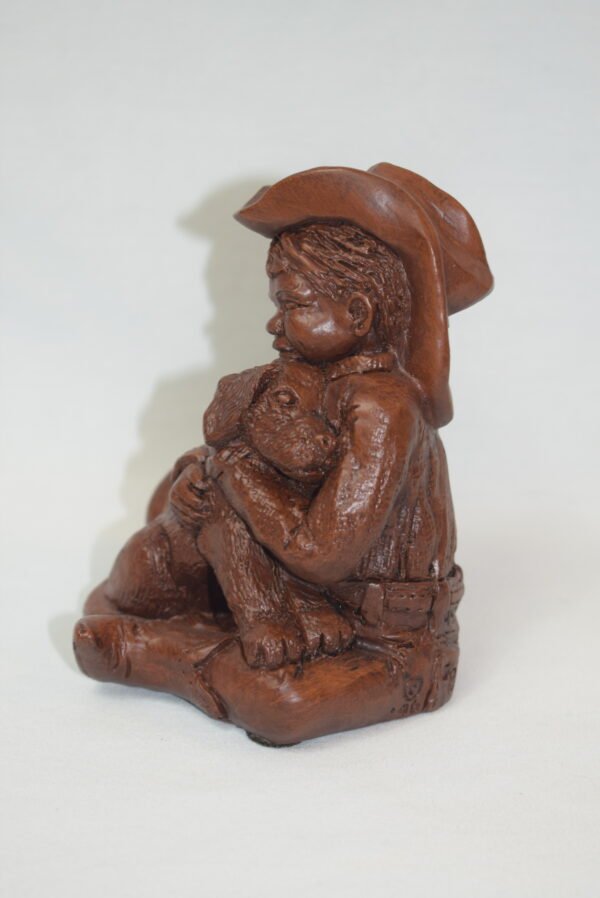 Vintage Red Mill  Pecan Wood Child Cowboy and Dog Figure - Image 4