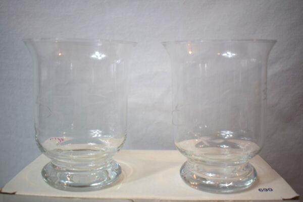 Vintage 2002 Princess House Pair Etched Glass Votives in Original Box