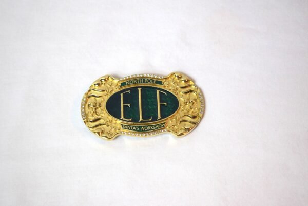 New HRSC Exclusive Solid Brass ELF Buckle Enamel and Swarovski Accents Christmas