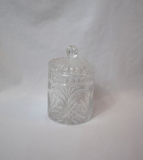 Vintage Crystal Glass Biscuit Jar Candy Trinket Jar with Lid - Image 2