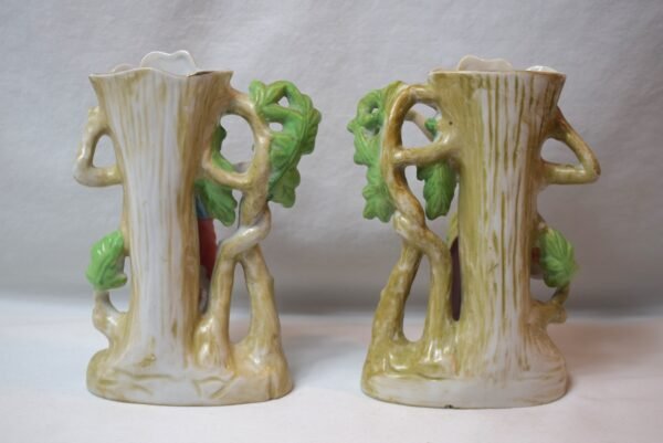 Vintage Pair Royal Japan Vase Figures Boy  Girl  Harvesting Apples - Image 3
