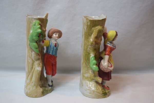 Vintage Pair Royal Japan Vase Figures Boy  Girl  Harvesting Apples - Image 4