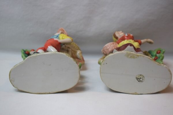 Vintage Pair Royal Japan Vase Figures Boy  Girl  Harvesting Apples - Image 5
