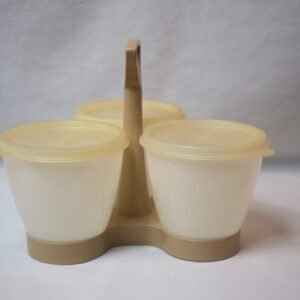 Vintage Tupperware Condiment Caddy with 3 Covered Bowls (i2)