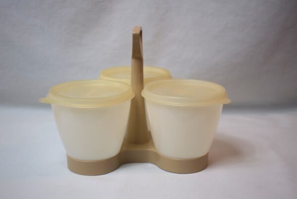 Vintage Tupperware Condiment Caddy with 3 Covered Bowls (i2)