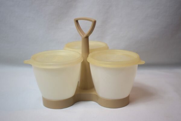 Vintage Tupperware Condiment Caddy with 3 Covered Bowls (i2) - Image 2