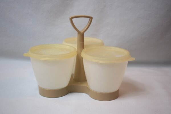 Vintage Tupperware Condiment Caddy with 3 Covered Bowls (i2) - Image 3