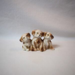 Vintage 3 Dogs Puppies Figurine Japan Brown White Spaniel