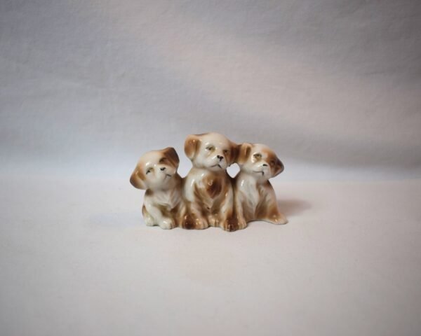 Vintage 3 Dogs Puppies Figurine Japan Brown White Spaniel