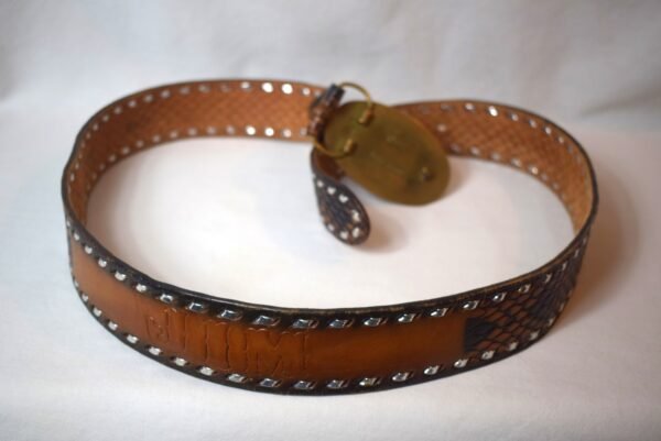 Vintage 1981 Heritage Buckles Solid Brass Fire Dept Buckle 44 inch Leather Belt - Image 2