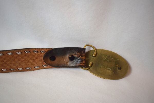 Vintage 1981 Heritage Buckles Solid Brass Fire Dept Buckle 44 inch Leather Belt - Image 6