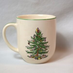 Spode Christmas Tree Cafe Mug Green Border EUC S3324-A20