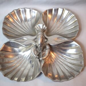Vintage Wilton Bruce Fox Pewter Lobster Clam Shell Seafood Tray Serving Dish