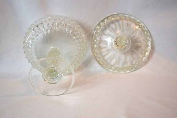 Vintage Indiana Glass Diamond Point Pedestal Covered Candy Dish Compote - Image 5