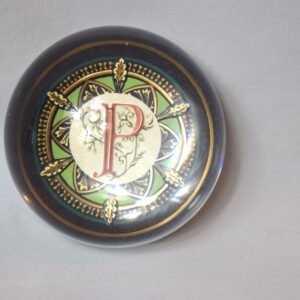 Vintage Punch Studio Crystal Dome Monogram Paperweight Letter P Made In France