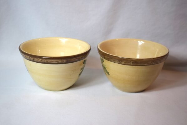Pair 2 Vtg Home Trends Yellow West Palm Bowls Cereal Soup - Image 2
