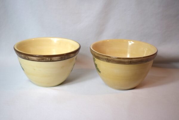 Pair 2 Vtg Home Trends Yellow West Palm Bowls Cereal Soup - Image 4
