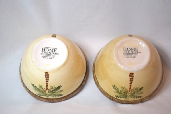 Pair 2 Vtg Home Trends Yellow West Palm Bowls Cereal Soup - Image 5