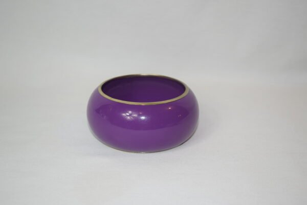 Vintage Wide Brass and Enamel Purple Bangle Bracelet