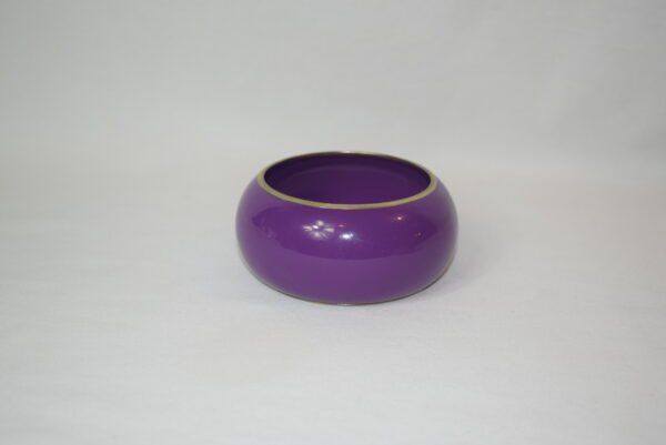 Vintage Wide Brass and Enamel Purple Bangle Bracelet - Image 2