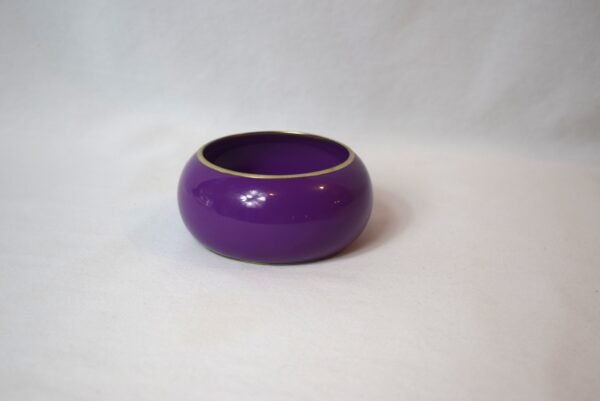 Vintage Wide Brass and Enamel Purple Bangle Bracelet - Image 3