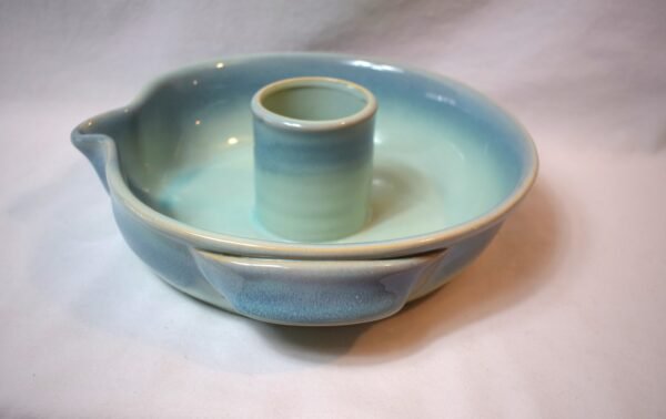 Vintage Tumbleweed Pottery Deep Dish Beer Can Chicken Roaster Cooker Teal - Image 3