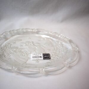 VTG Mikasa Holiday Lights Frosted Crystal Oval Sweet Dish Candy Plate Christmas