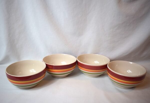 Set of 4 Royal Norfolk Striped Bowls Stoneware Red Yellow Orange Green 5.5 inch