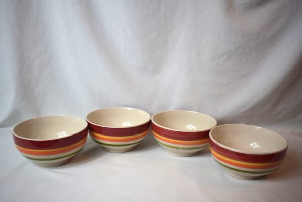 Set of 4 Royal Norfolk Striped Bowls Stoneware Red Yellow Orange Green 5.5 inch - Image 4