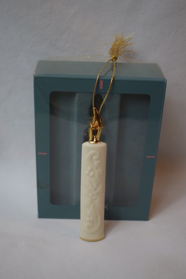 Vintage Lenox Holiday Traditions Golden Candle Ornament In Original Box - Image 2