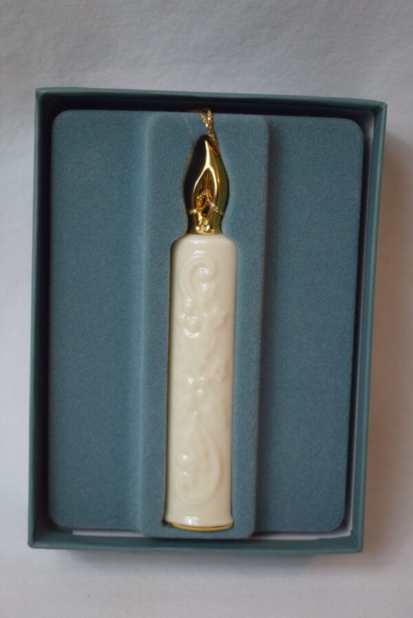 Vintage Lenox Holiday Traditions Golden Candle Ornament In Original Box