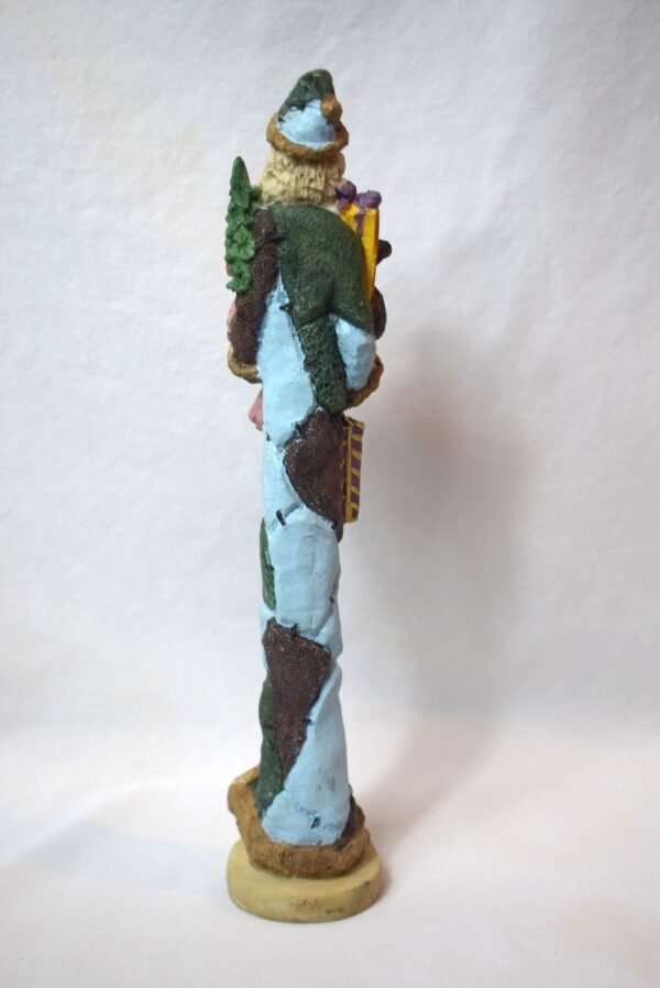 Vintage Skinny Santa Claus in Blue Green Suit With Doll and Teddy Bear - Image 3