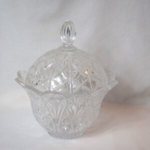 Vintage DePlomb Cut Glass Covered Candy Dish