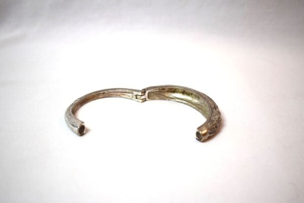 Vintage Silver Tone Dots and Swirls Bangle Magnetic Bracelet - Image 4