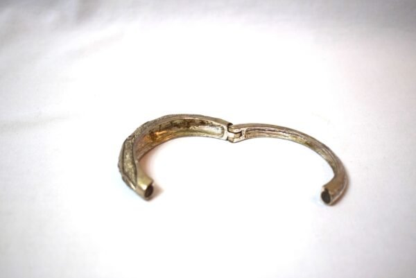 Vintage Silver Tone Dots and Swirls Bangle Magnetic Bracelet - Image 5