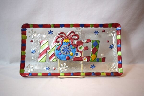 Vintage Kirkland's Pressed Glass Noel Plate Christmas Table Decor Decoration