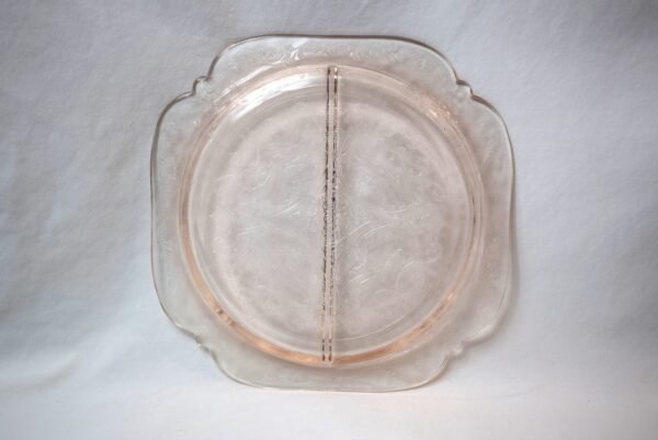 Vintage Federal Glass Pink Depression Glass Divided Serving Plate Madrid Pattern - Image 2