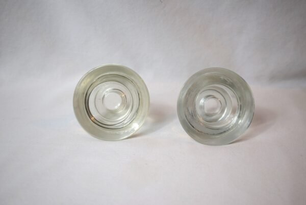 Vintage Pair Clear Glass 2 in 1 Candlestick Holders Tapers Tea Lights - Image 5