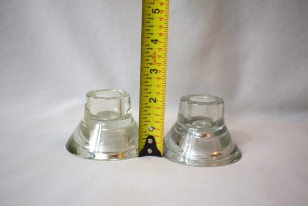 Vintage Pair Clear Glass 2 in 1 Candlestick Holders Tapers Tea Lights - Image 6