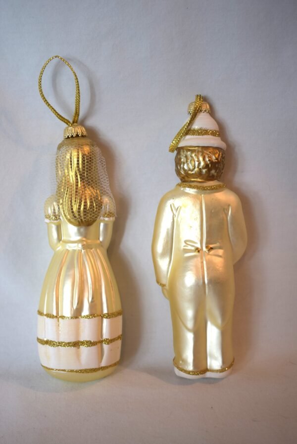 Vintage Lauscha Glass Bride and Groom Ornaments in Original Pine Box - Image 3